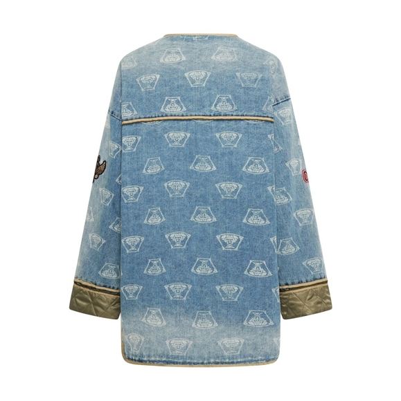 One Teaspoon Patchwork Stuffed Medusa Oversized Denim Jacket - Picture 14 of 16